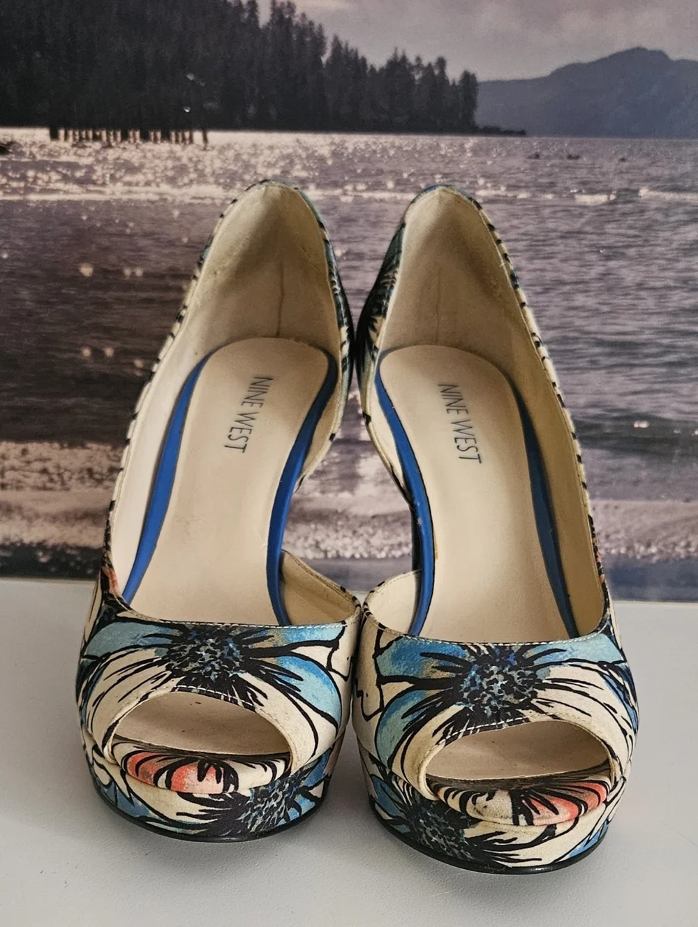 Nine West Peep Toe Platform Heels